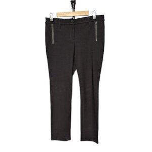 Eileen Fisher Black Leather Trimmed Stretch Ponte Pants